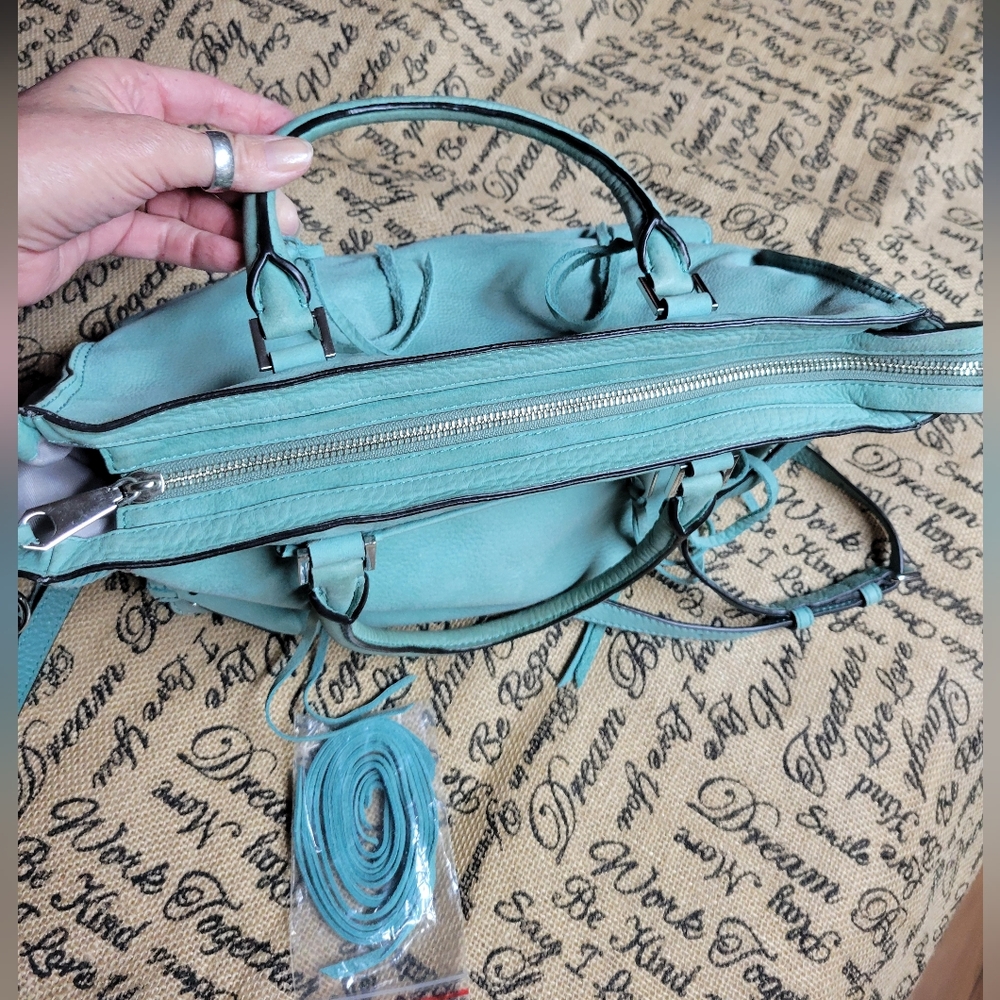 Rebecca Minkoff Suede leather mint /seafoam green gently used beautiful - Picture 5 of 16
